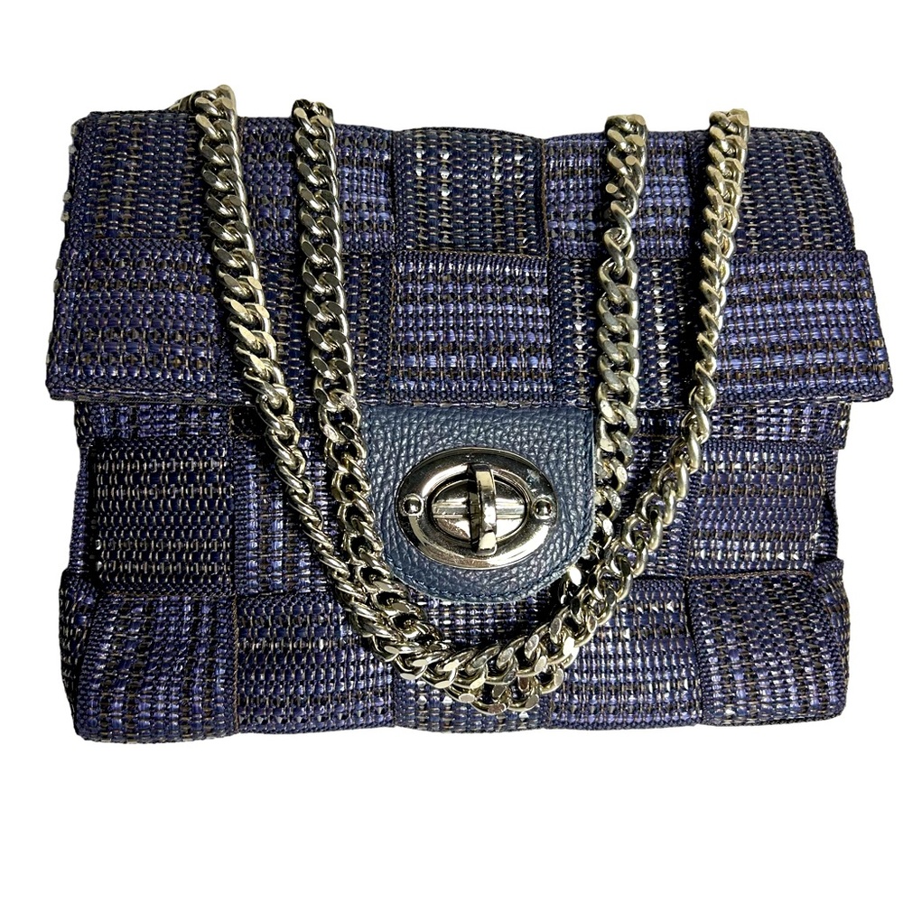 Alma Tonutti Chain Handle Woven Metalic  Bag